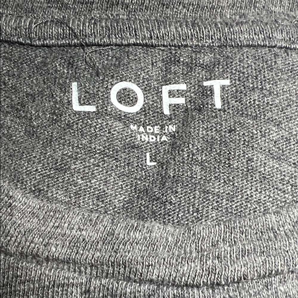 LOFT Charcoal Top with Colorful Embroidered Sleeves - Picture 2 of 6